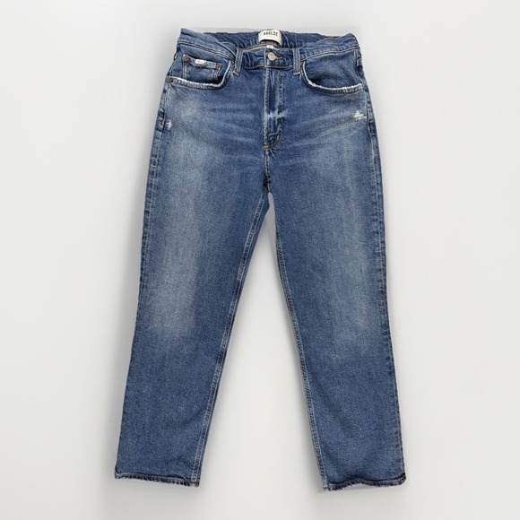 Agolde Denim - AGOLDE Kye Straight Jeans Womens 28 Blue Vintage Wash Cropped High Rise Boho